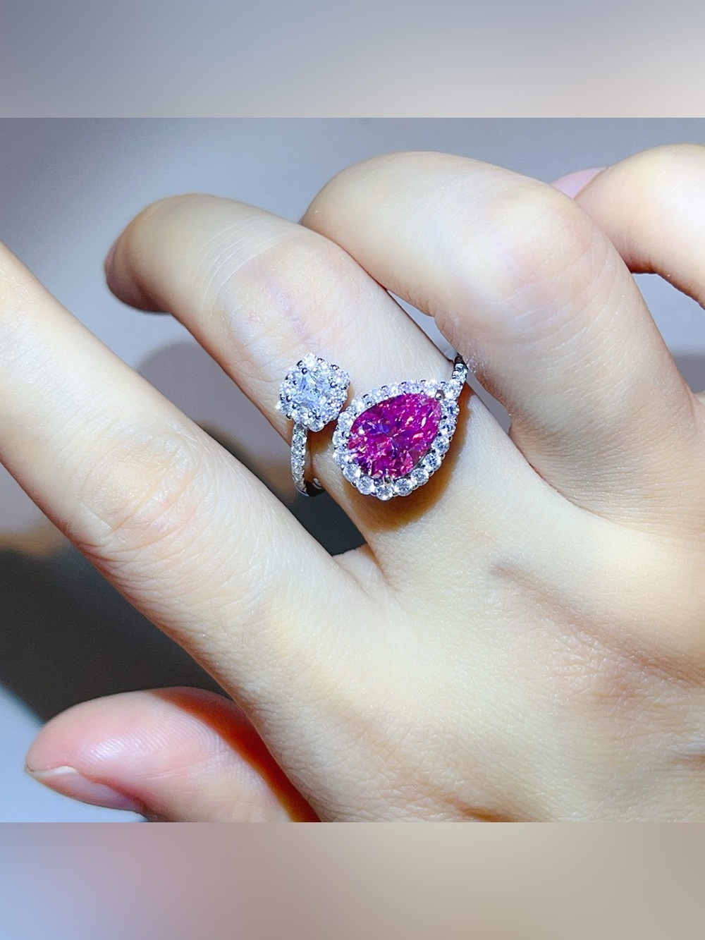 2 Carat Moissanite 925 Sterling Silver Bypass Ring
